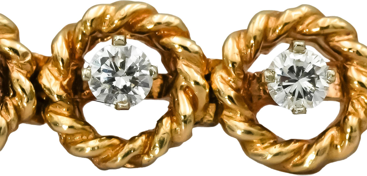 14k Yellow Gold VS Round Diamond Rope Link Bracelet 2.0CT