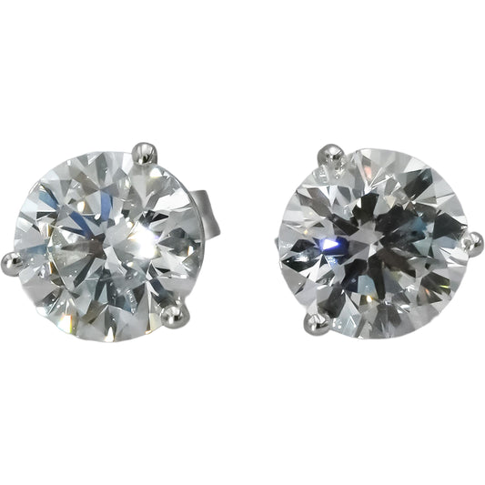 14k White Gold VS Round Lab-Grown Diamond Martini Setting Stud Earrings 4.10CT