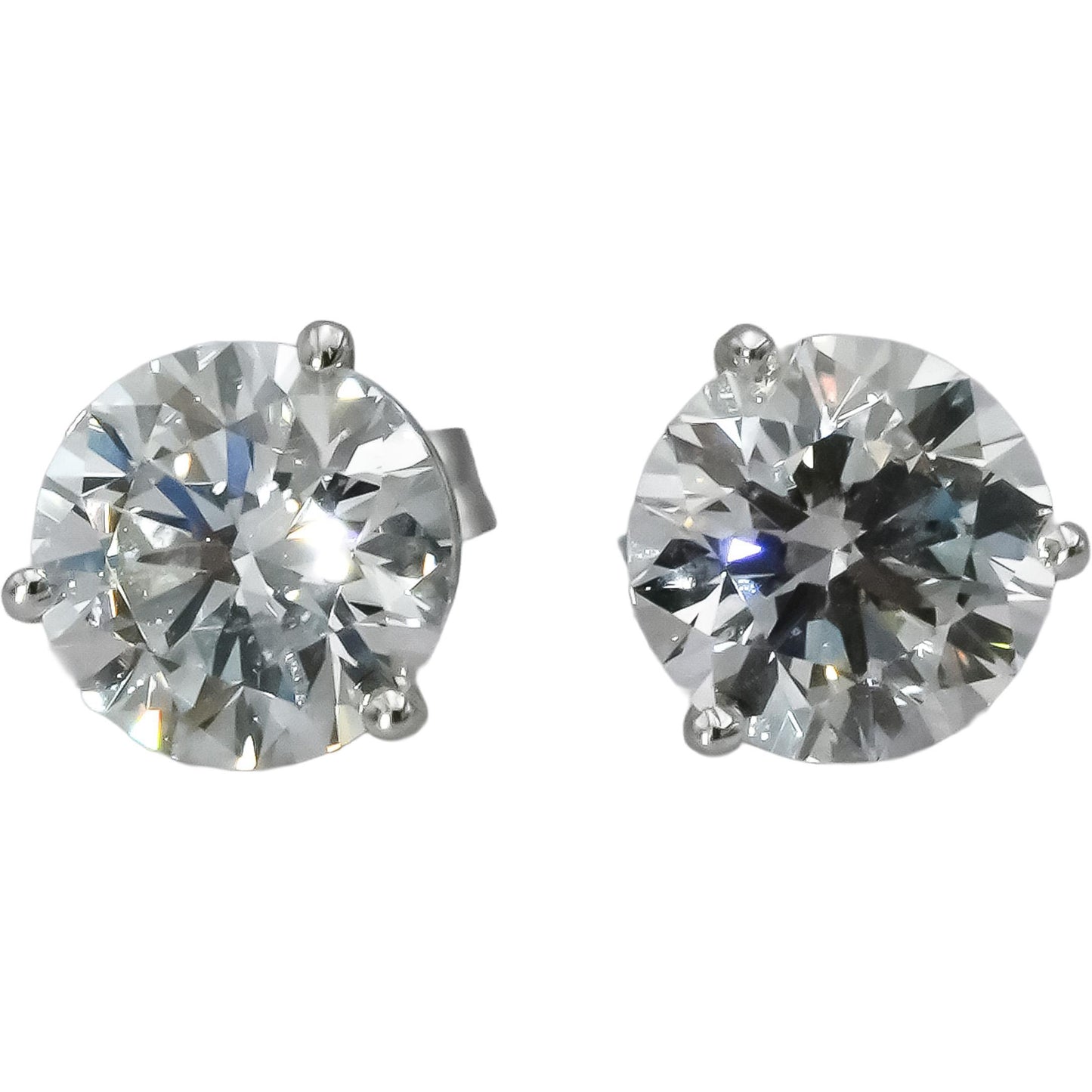 14k White Gold VS Round Lab-Grown Diamond Martini Setting Stud Earrings 4.98CT