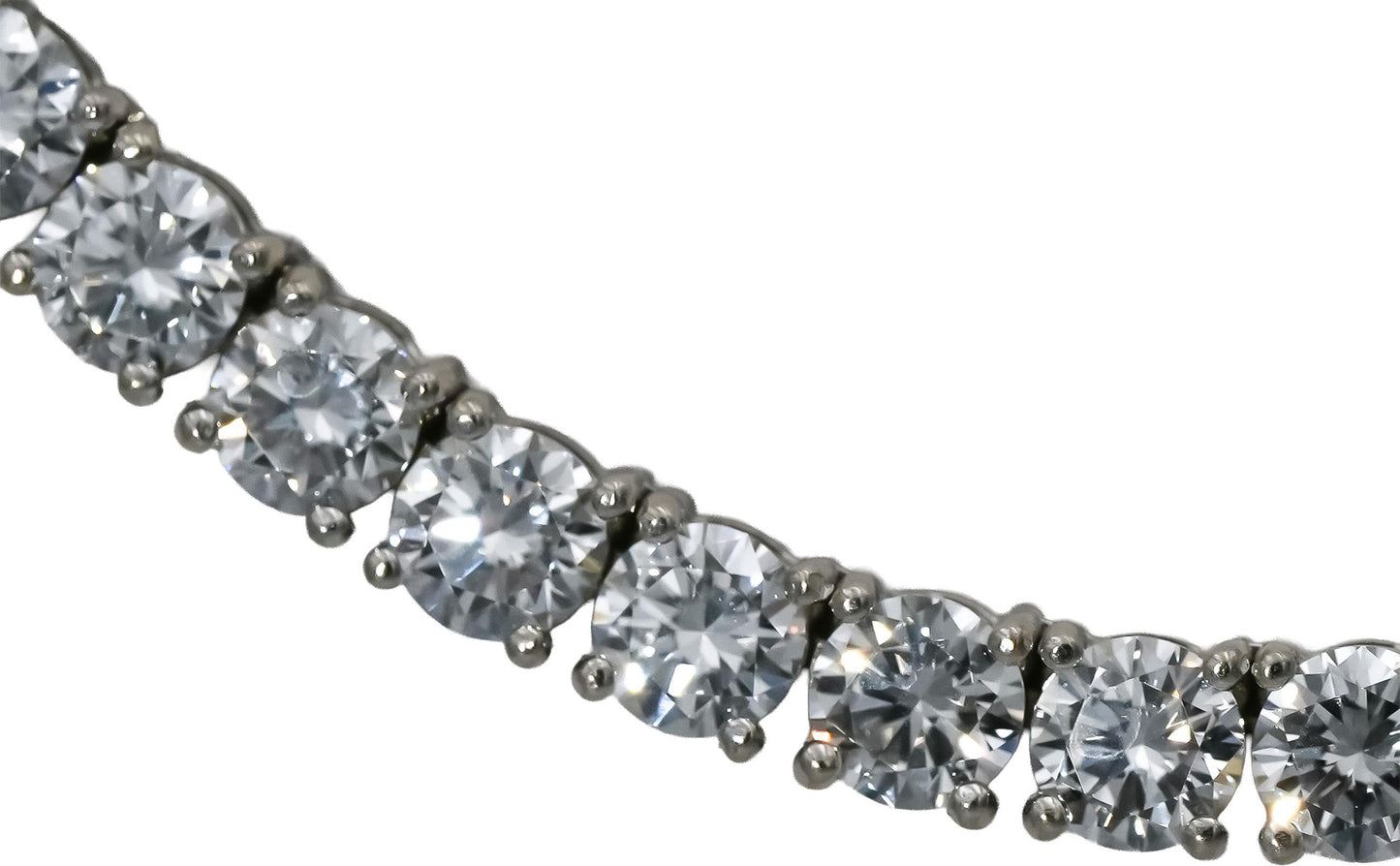 14k White Gold VS Round Lab-Grown Diamond Tennis Necklace 27.15CT