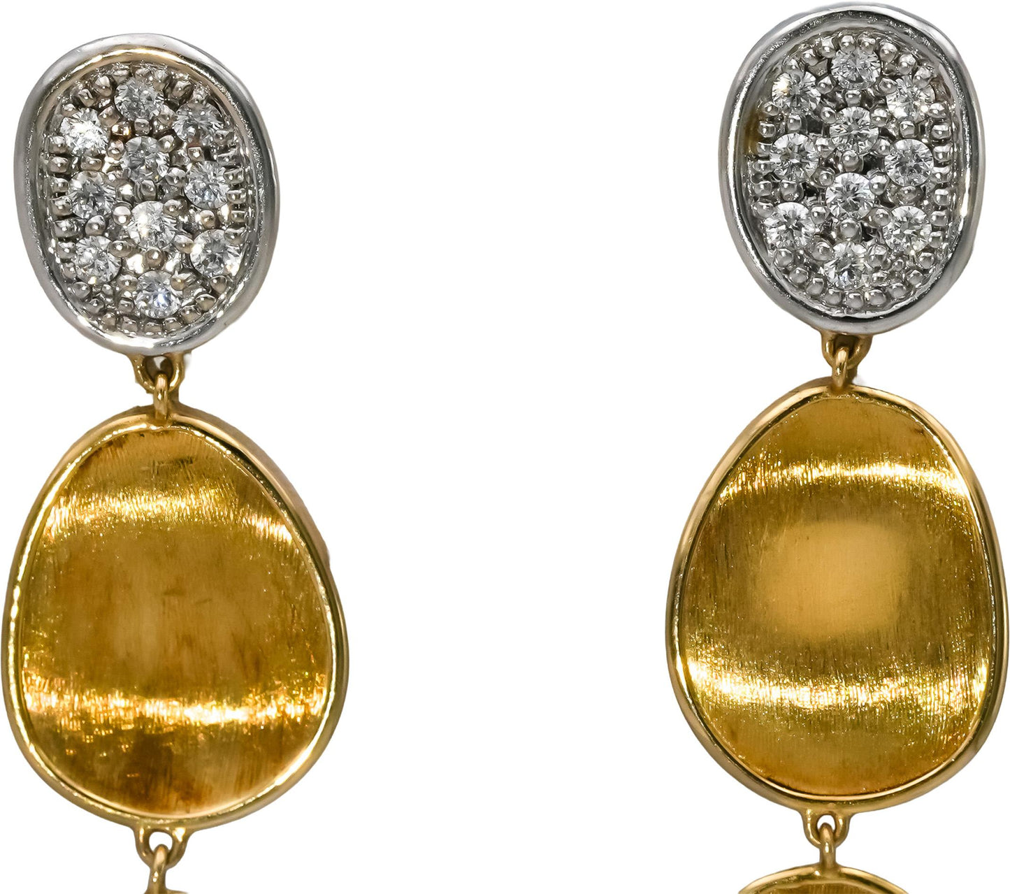 MARCO BICEGO 18k Yellow White Gold Lunaria Drop Dangle Earrings w/ Diamonds