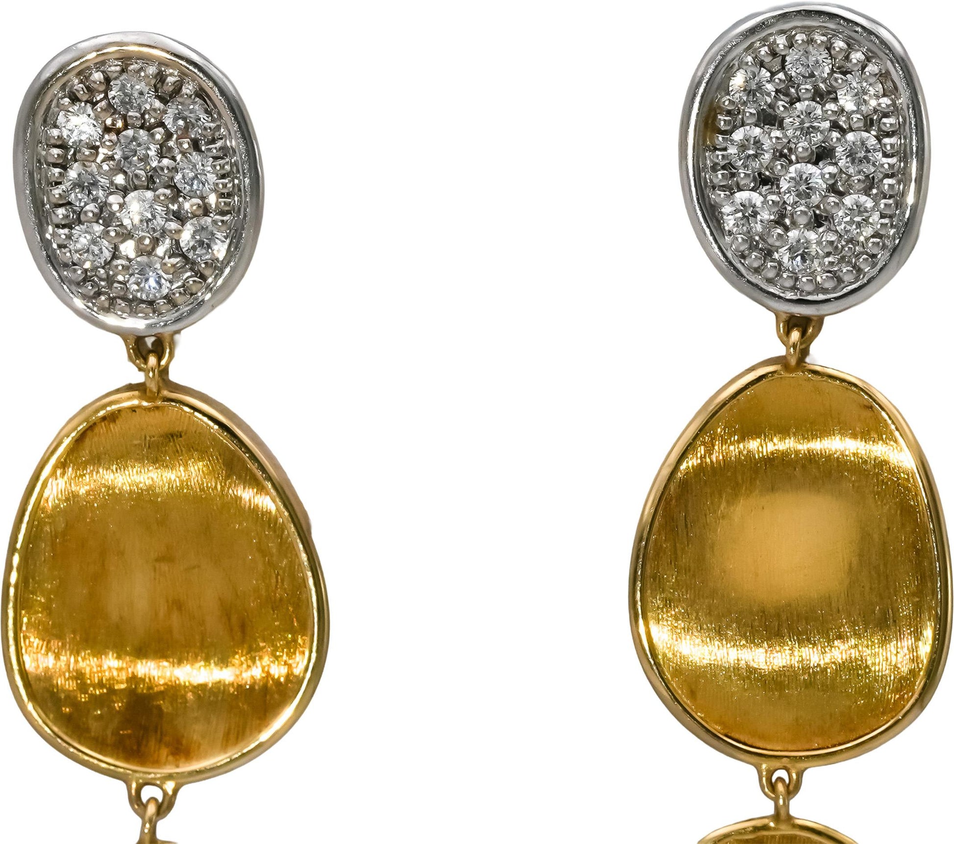 MARCO BICEGO 18k Yellow White Gold Lunaria Drop Dangle Earrings w/ Diamonds