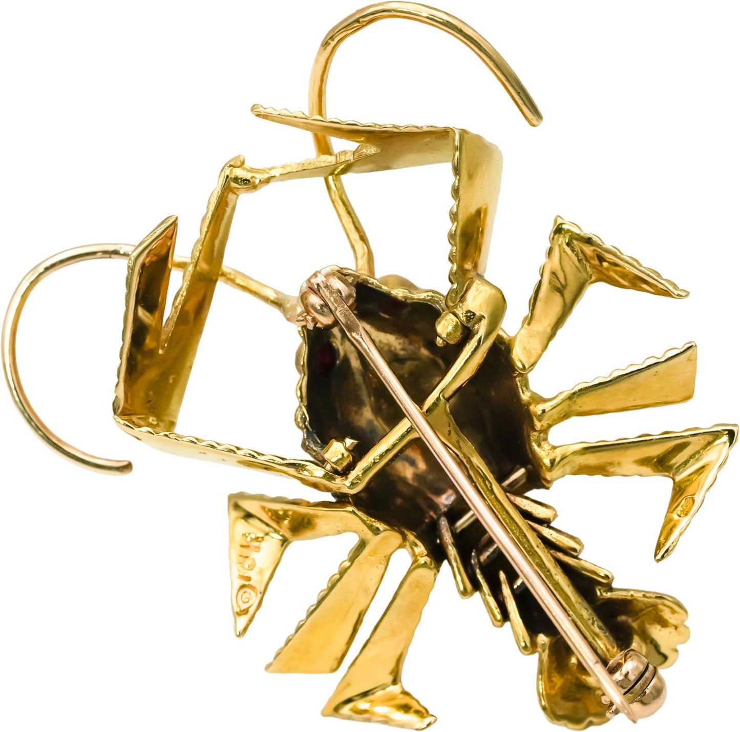 18k Yellow Gold Abstract Lobster Sea Life Brooch Pin