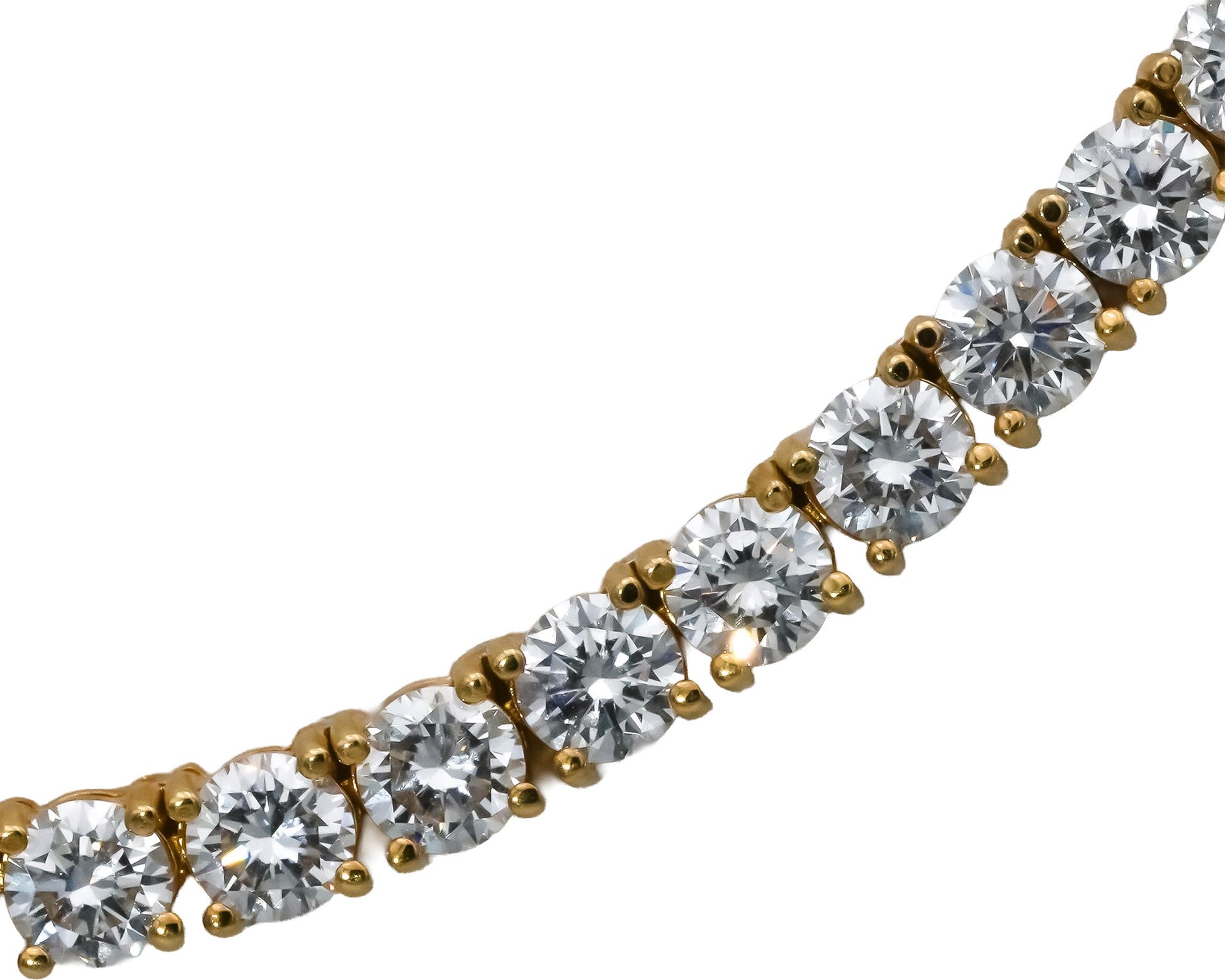 14k Yellow Gold Round VS Lab-Grown Diamond Tennis Necklace 30.45CT