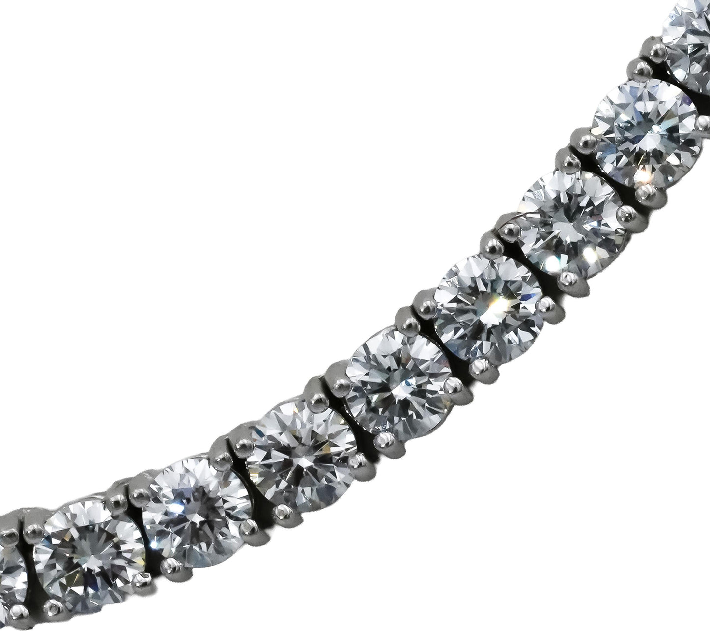 14k White Gold VVS-VS/D-F Round Lab-Grown Diamond Tennis Necklace 24.86CT