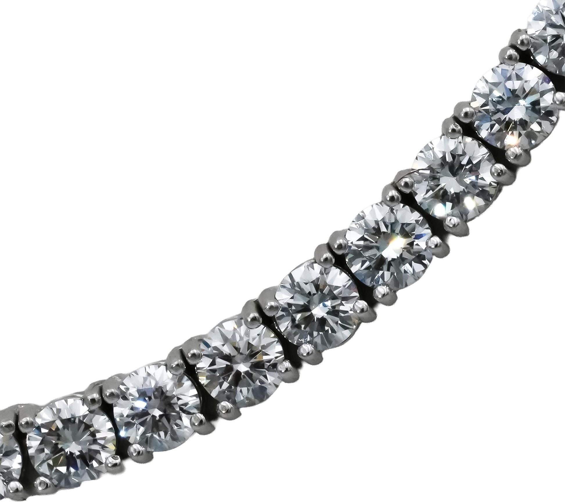 14k White Gold VVS-VS/D-F Round Lab-Grown Diamond Tennis Necklace 24.86CT