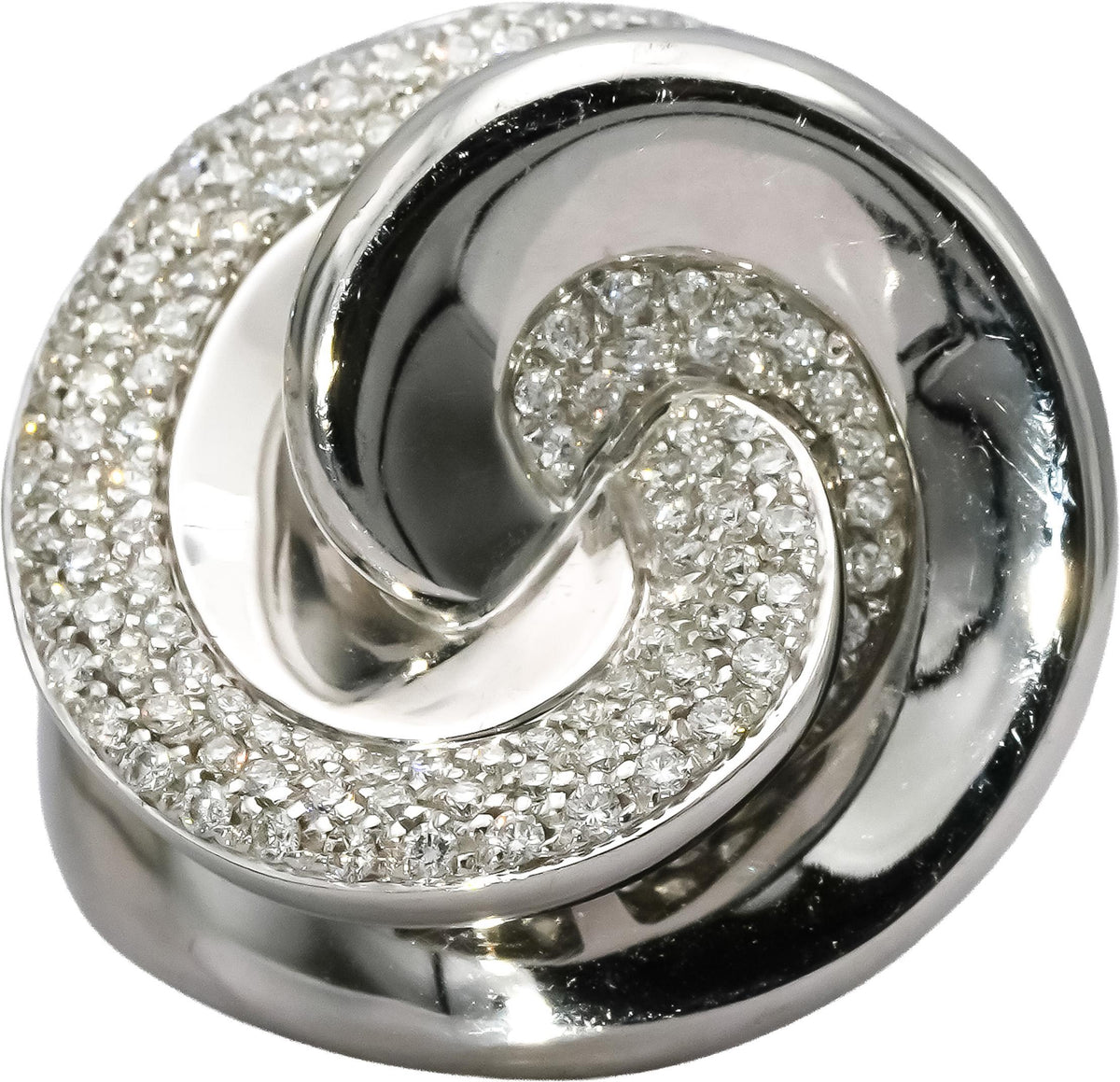 ROBERTO COIN 18k White Gold VS Round Diamond Spiral Cocktail Ring 1.0CT Sz 7.25