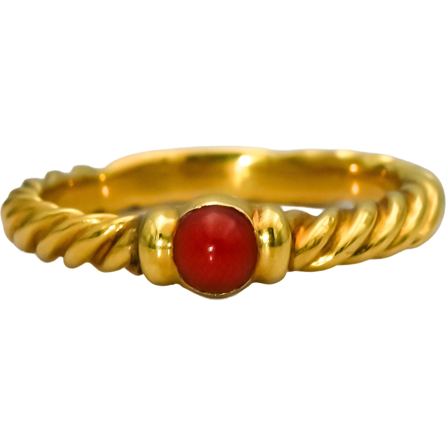 DAVID YURMAN 18k Yellow Gold Coral Stacking Band Ring Size 7