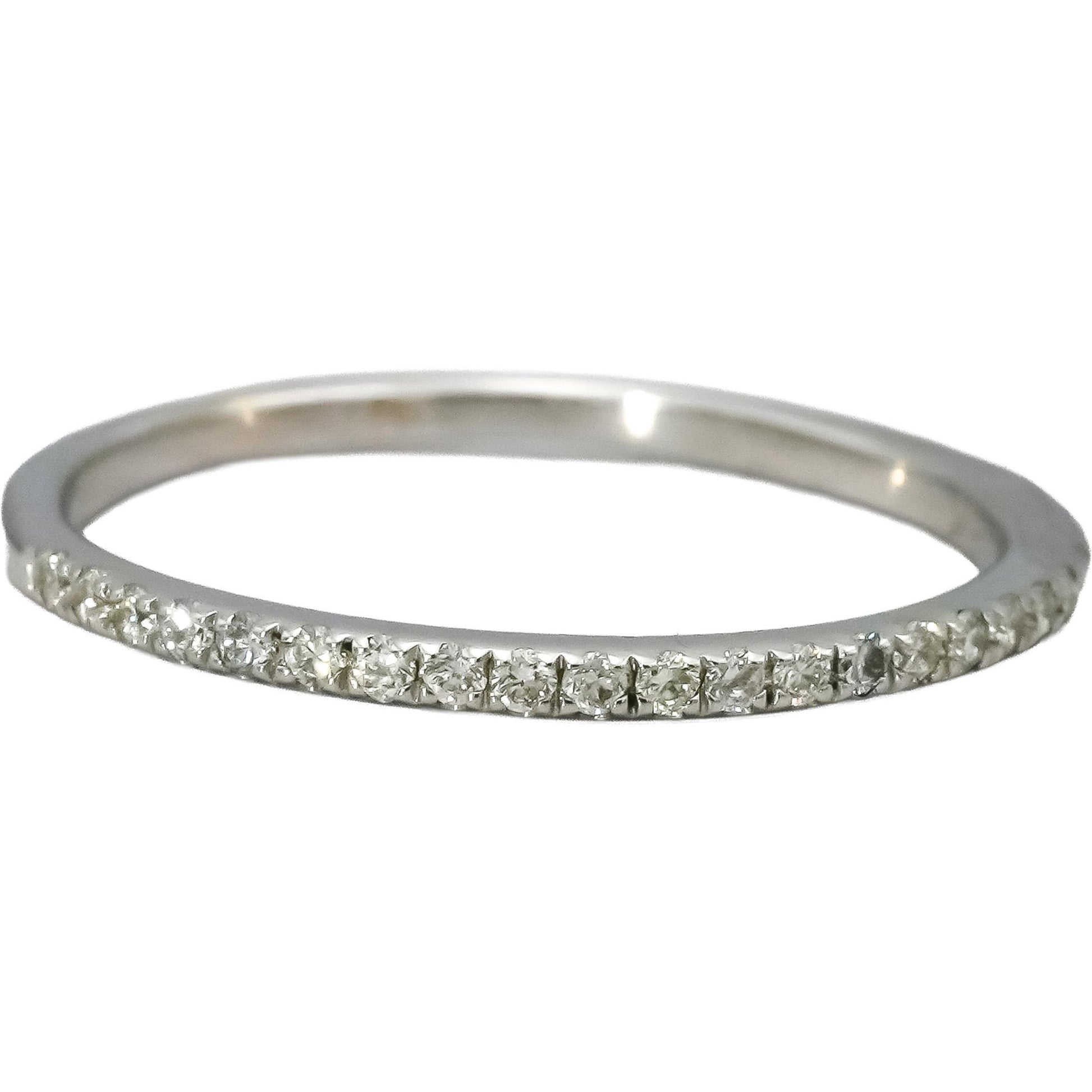 EFFY 18k White Gold VS Round Diamond Stacking Band Ring 0.20CT Size 6