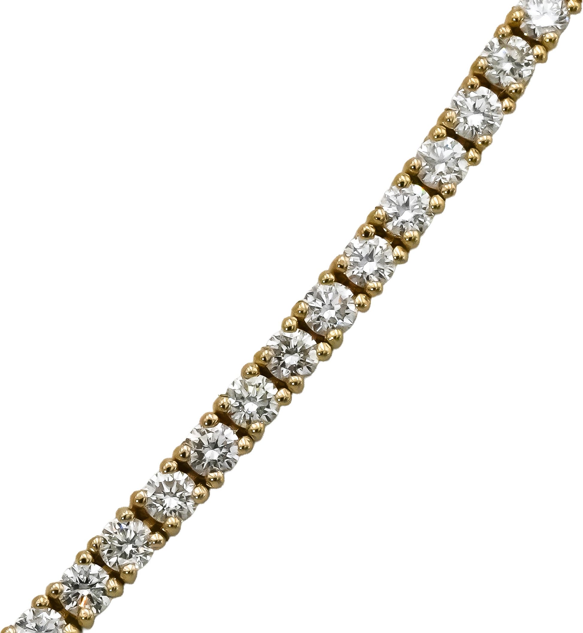 14k Yellow Gold VS Round Natural Diamond Tennis Necklace 5.42CT