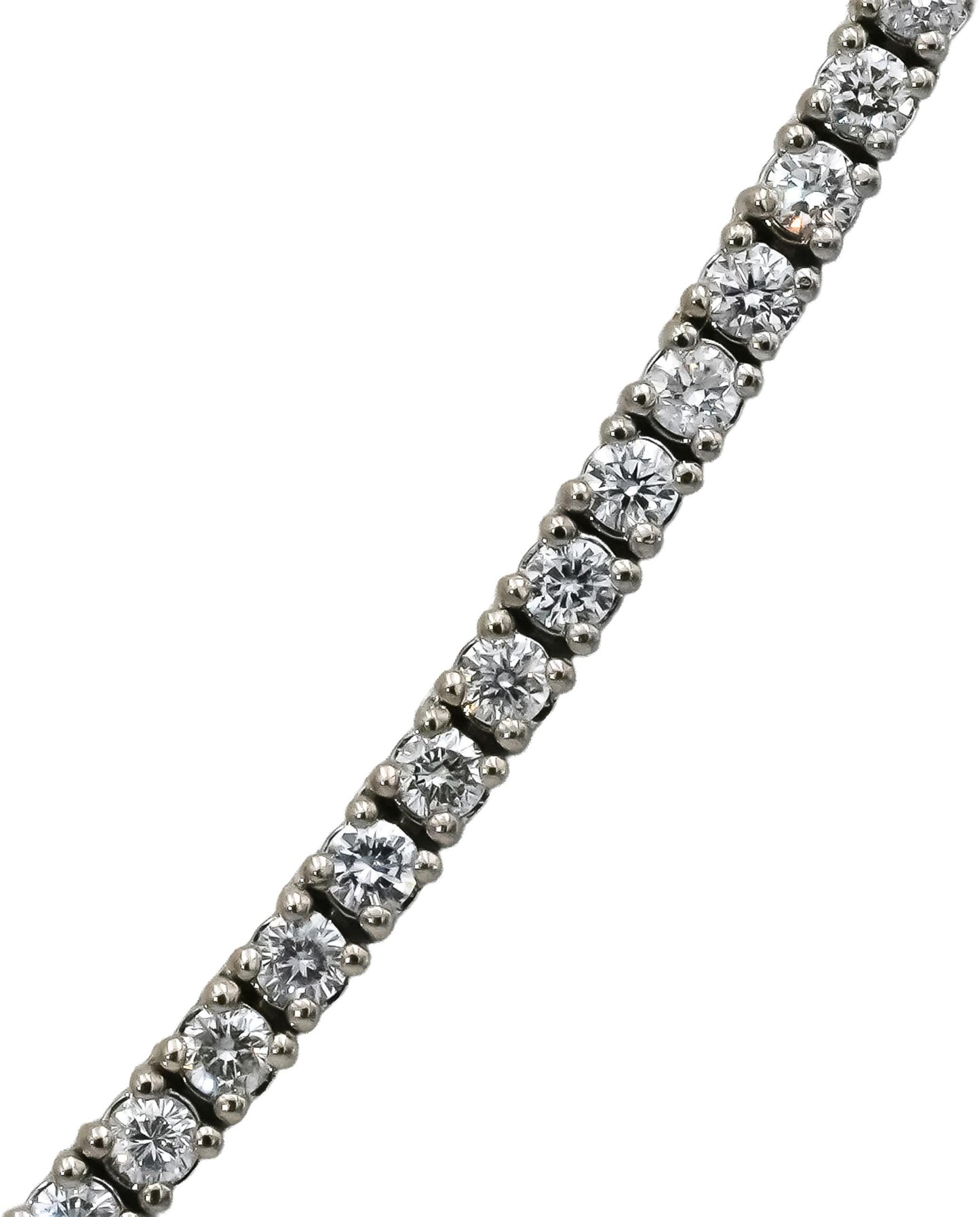 14k White Gold VS Round Natural Diamond Tennis Necklace 5.15CT