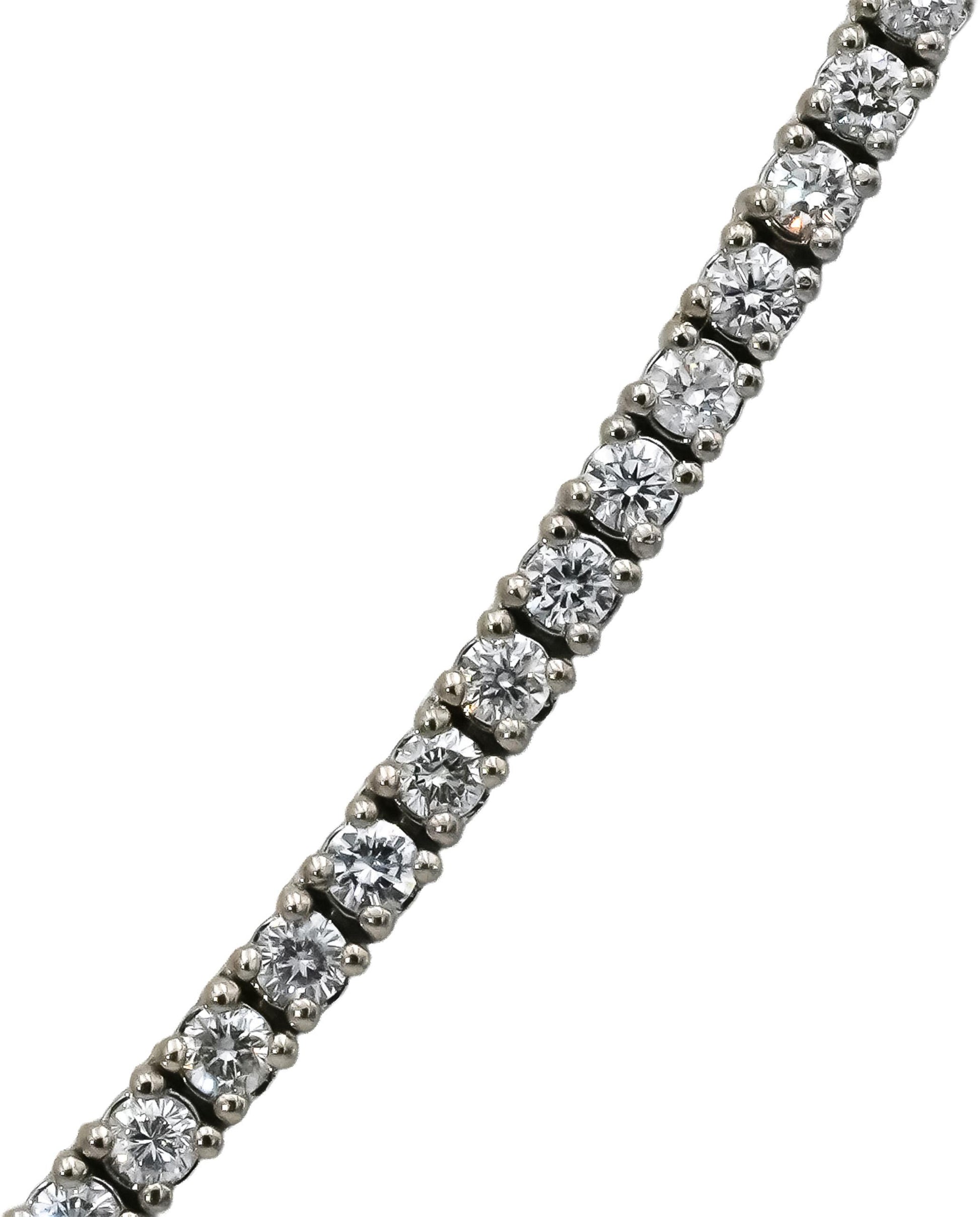 14k White Gold VS Round Natural Diamond Tennis Necklace 5.15CT