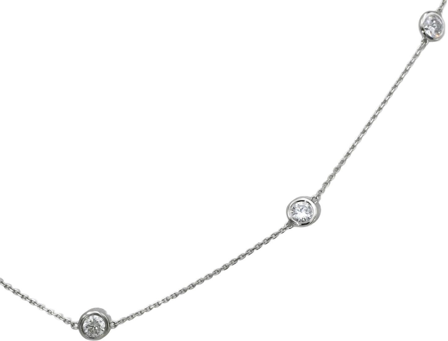 Platinum Round Natural Diamond By The Yard Chain Necklace 2.23CT