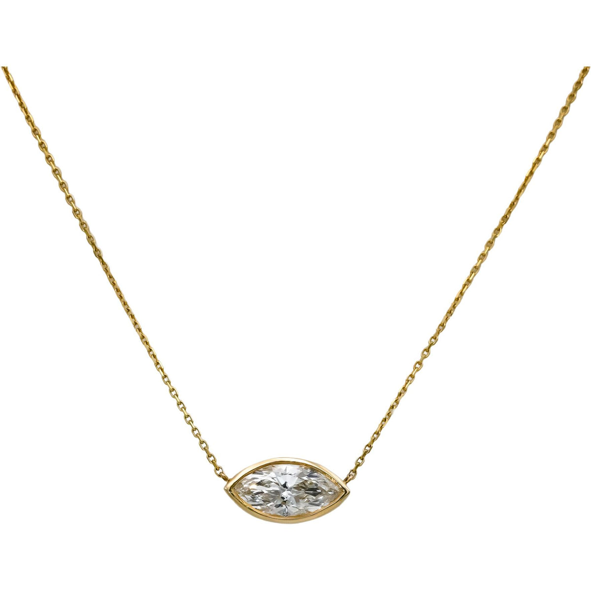 14k Yellow Gold VS Marquise Lab-Grown Diamond Solitaire Pendant Necklace 2.37CT