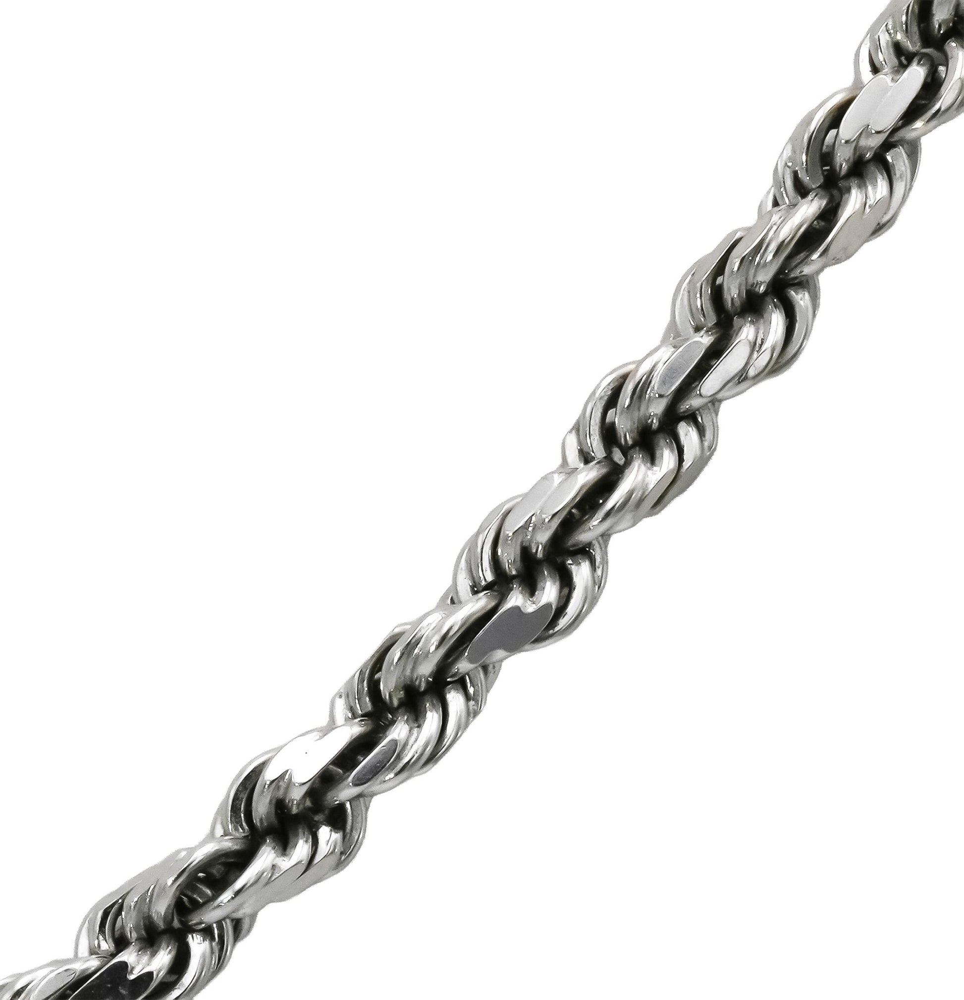 10k White Gold Diamond Cut Solid Rope Chain Necklace 4.0mm Wide