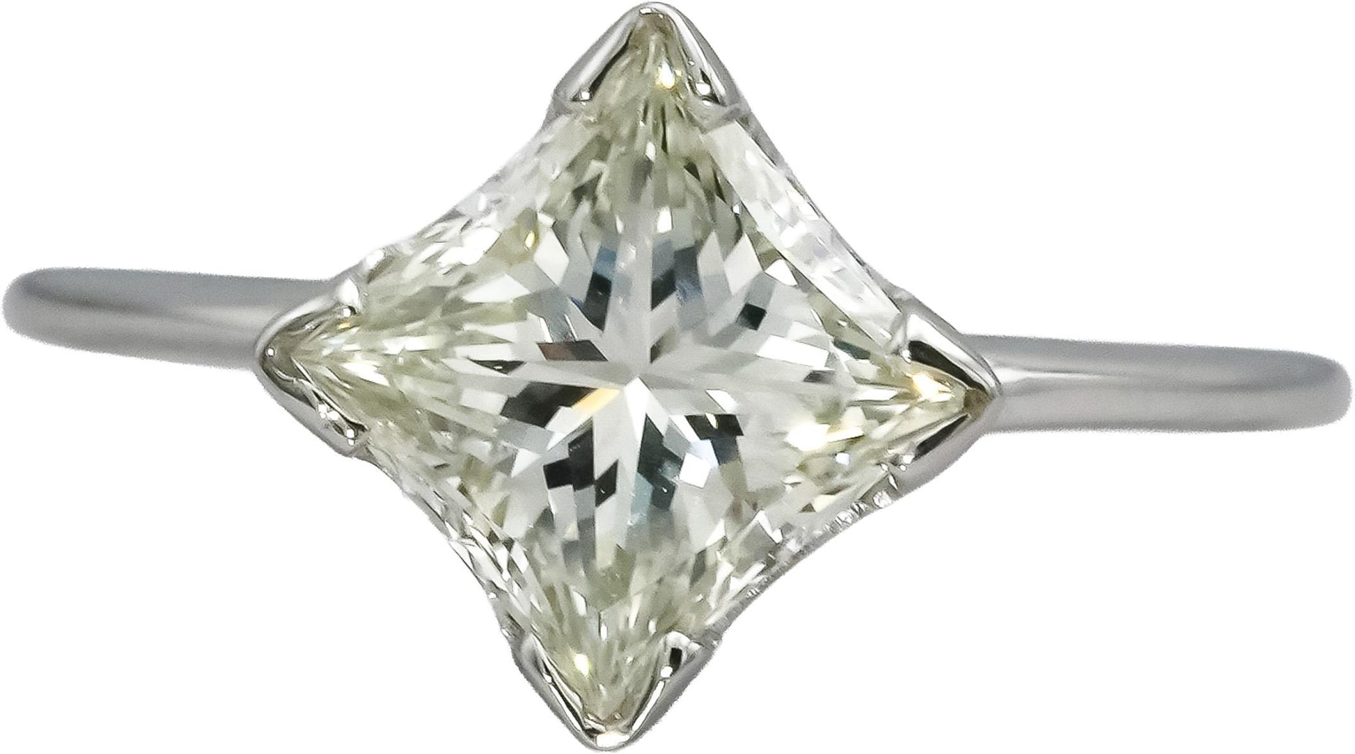 18k White Gold VS Princess Cut Natural Diamond Solitaire Ring 2.59CT Size 9.25