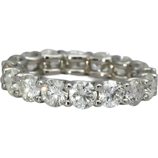 14k White Gold Round Natural Diamond Eternity Band Ring 4.96CT Size 7.25