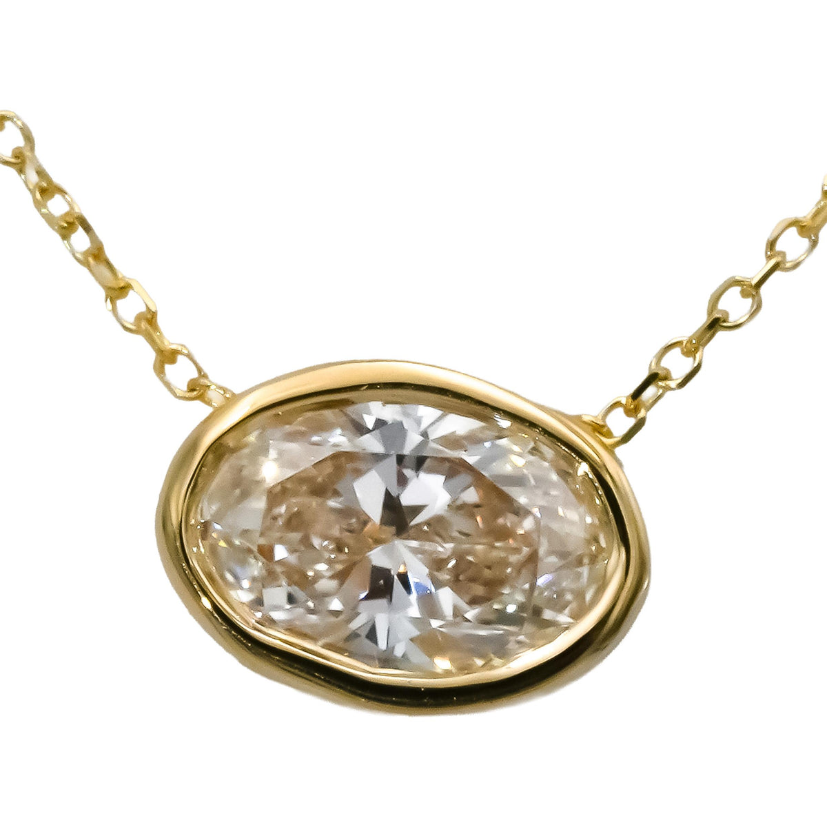 14k Yellow Gold VS Oval Cut Lab-Grown Diamond Solitaire Pendant Necklace 0.98CT