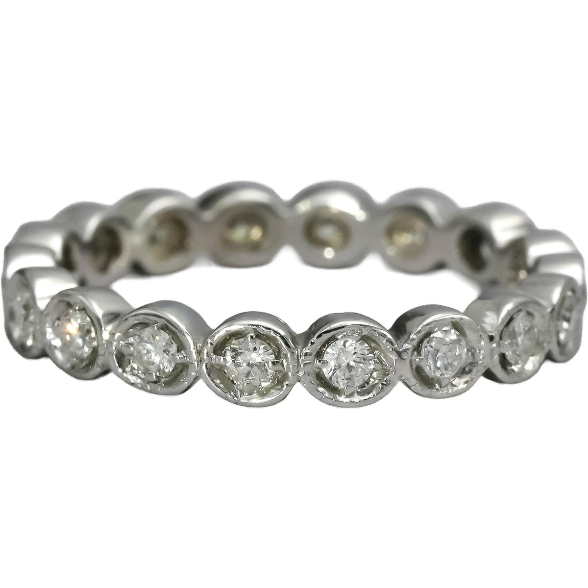 14k White Gold VS Round Natural Diamond Eternity Band Ring 0.33CT Size 4.25