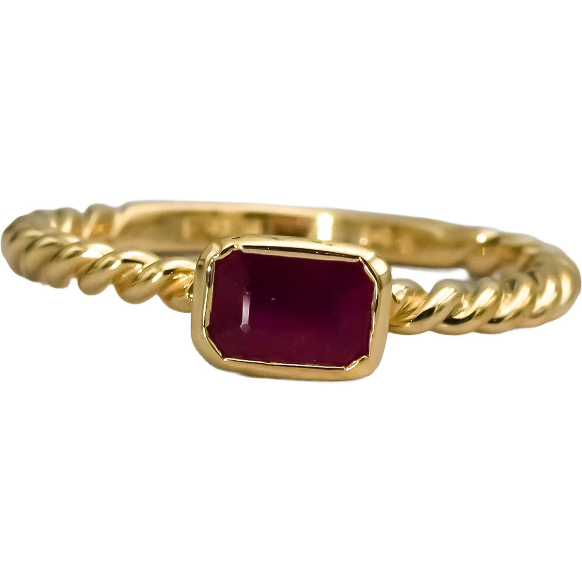 EFFY 14k Yellow Gold Emerald Cut Ruby Solitaire Ring 0.50CT Size 6.75