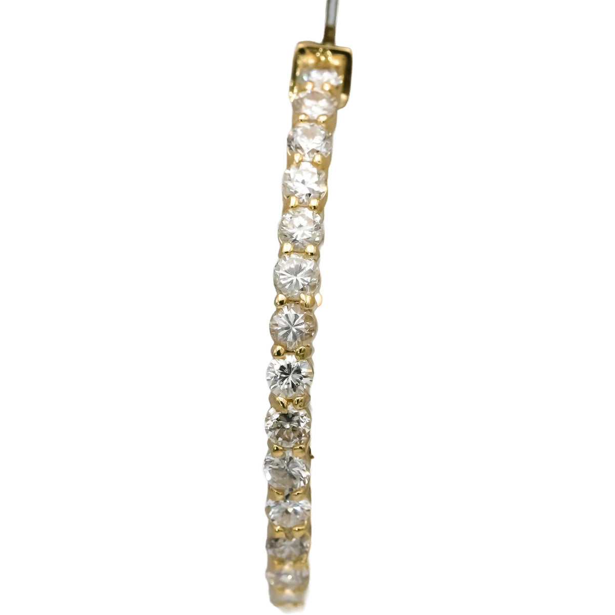 14k Yellow Gold Round Natural Diamond Inside Out Hoop Earrings 2.95CT