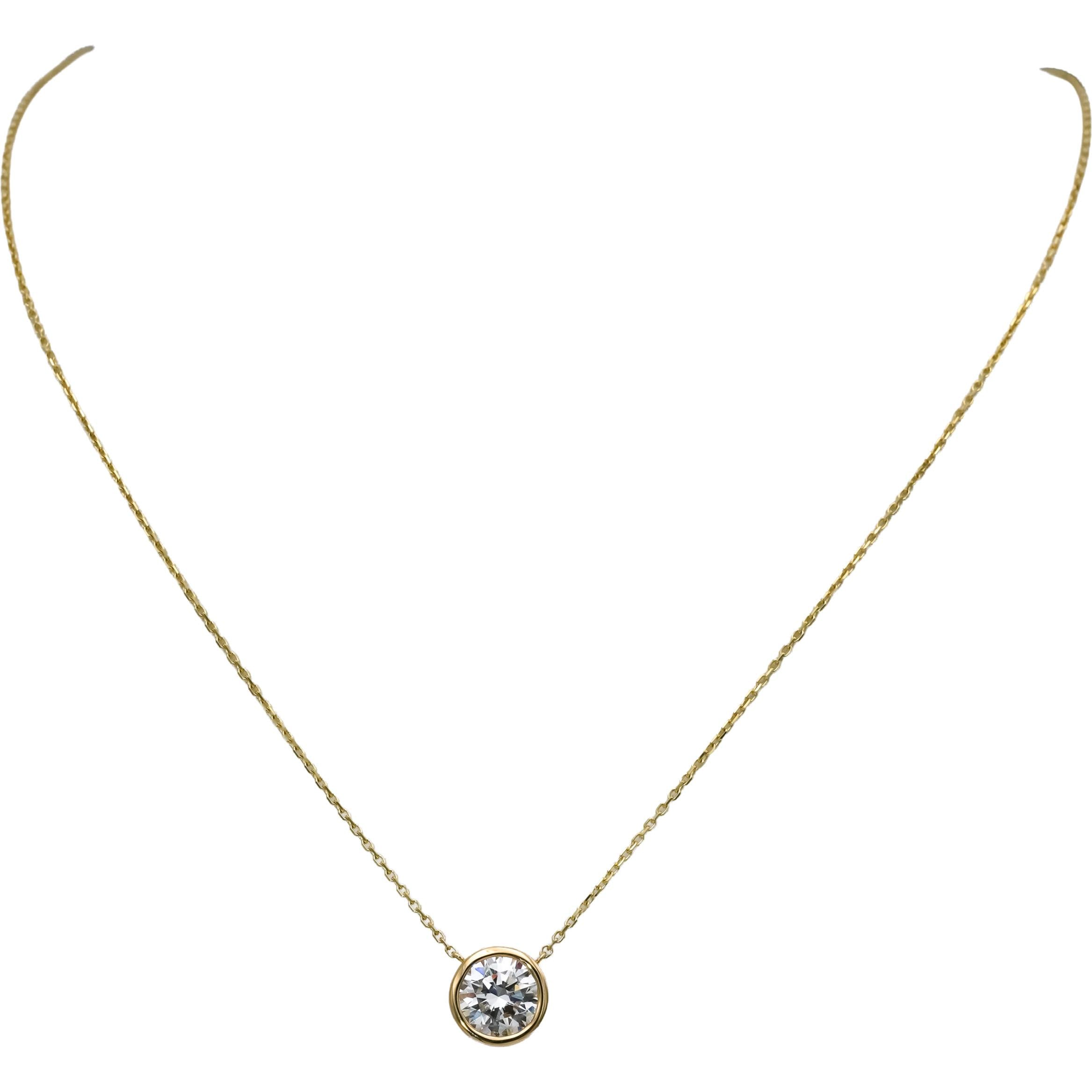 14k Yellow Gold VS Round Lab-Grown Diamond Solitaire Pendant Necklace 2.05CT