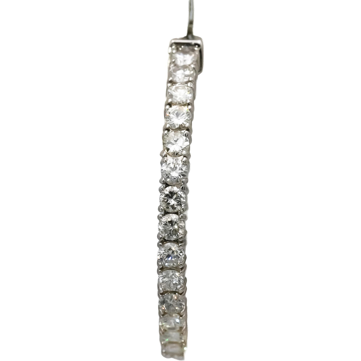 14k White Gold Round Natural Diamond Inside Out Hoop Earrings 2.93CT