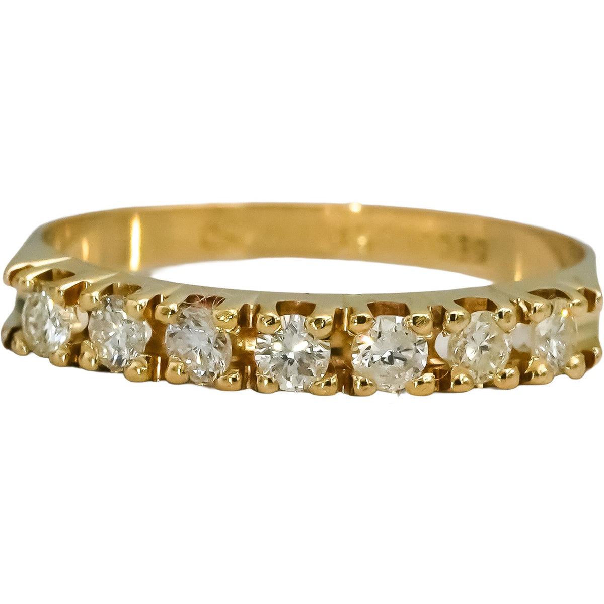 18k Yellow Gold Round Diamond Band Ring 0.35CT Size 5.75