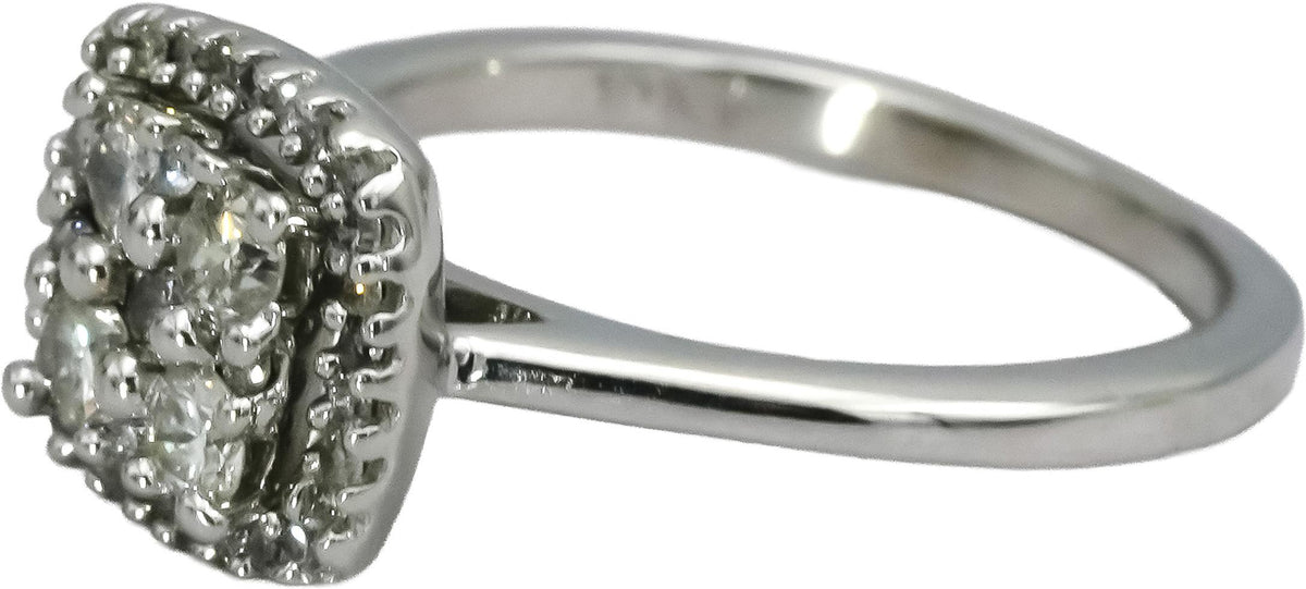 10k White Gold Round Diamond Cluster Cocktail Ring 0.50CT Size 6