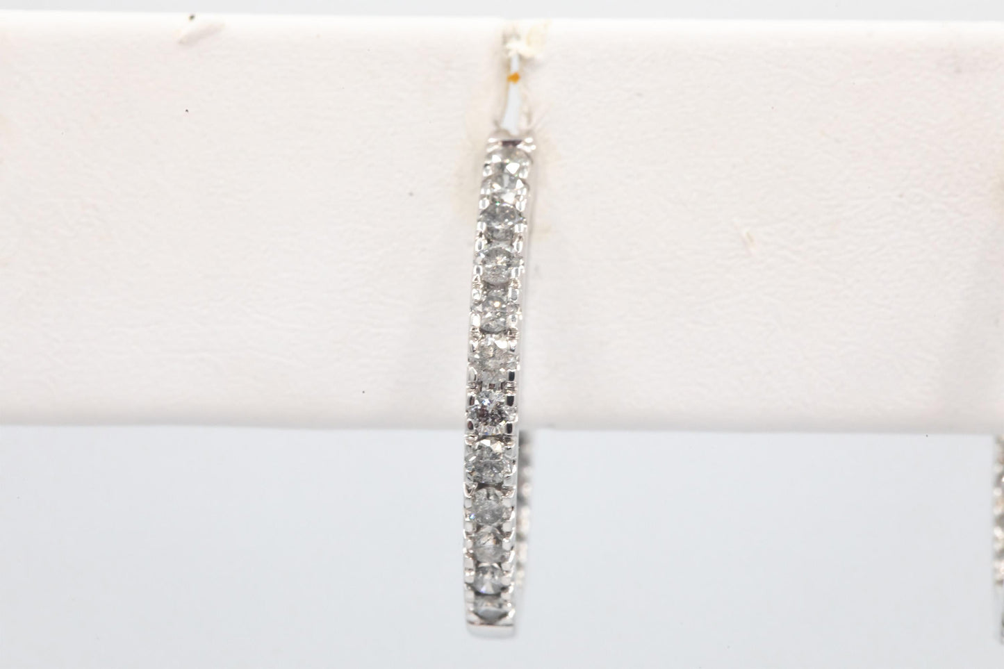10k White Gold 1.50CT Diamond Inside Out Hoop Earrings