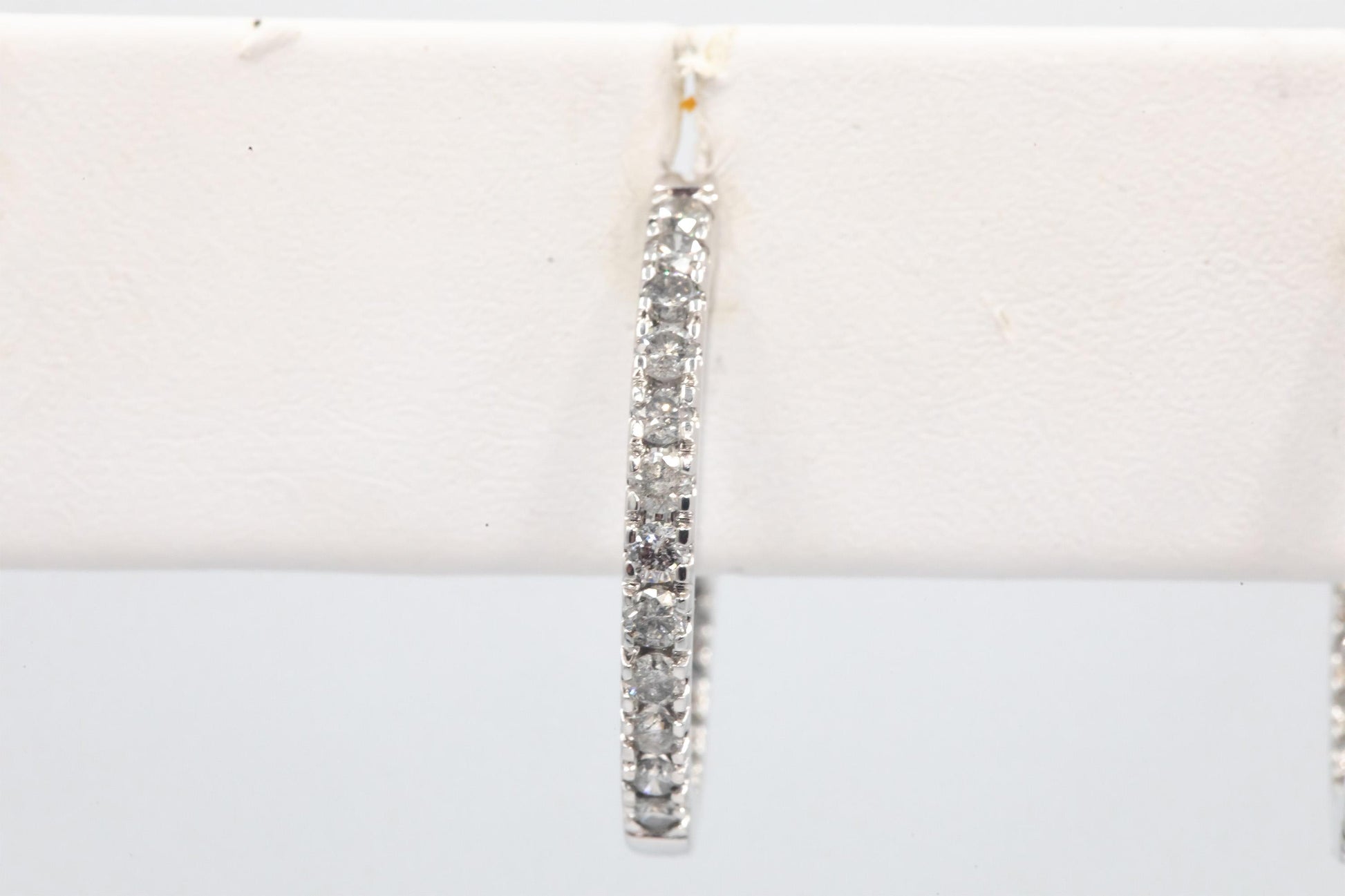 10k White Gold 1.50CT Diamond Inside Out Hoop Earrings