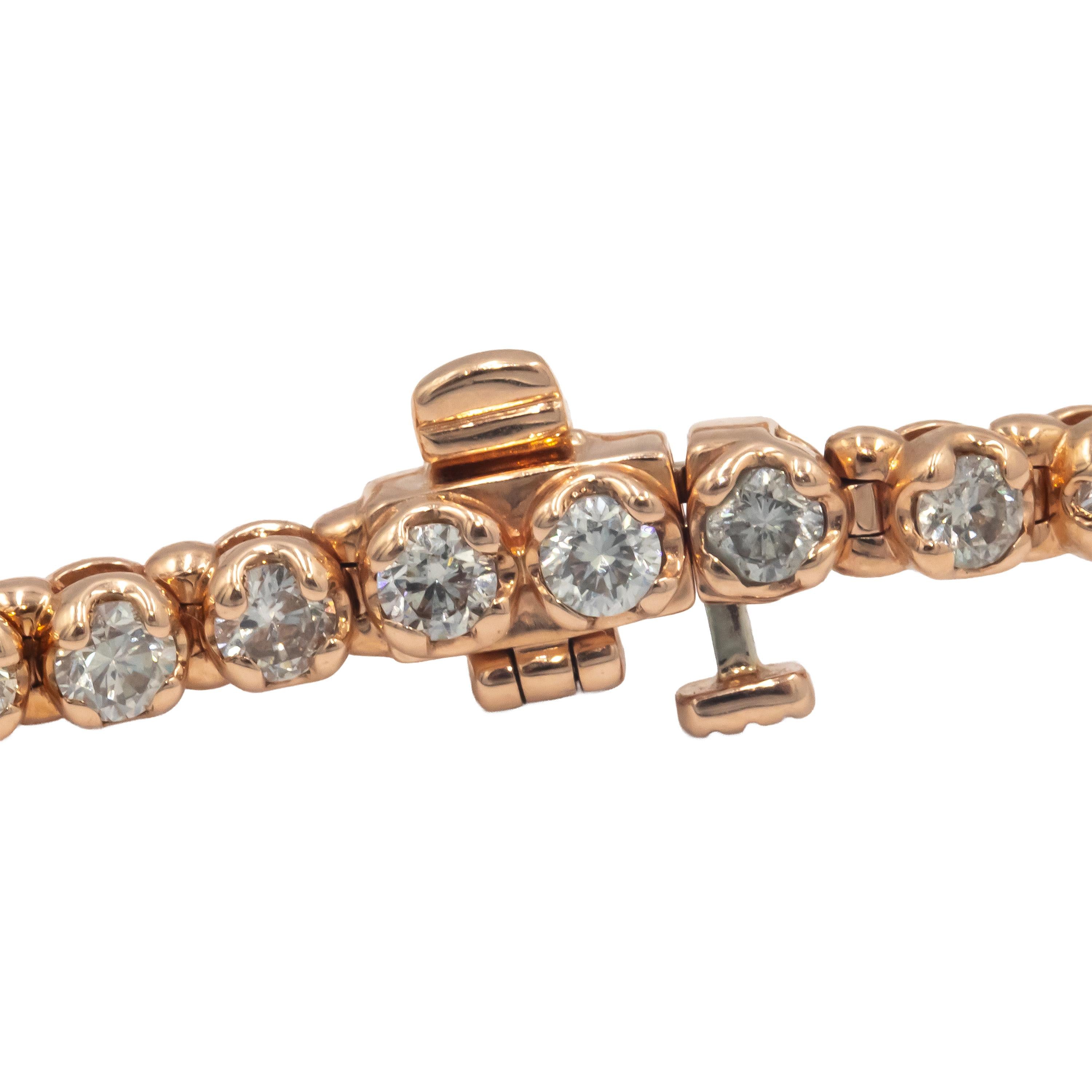 10k Rose Gold Round Diamond Formal Tennis Bracelet 4.0CT