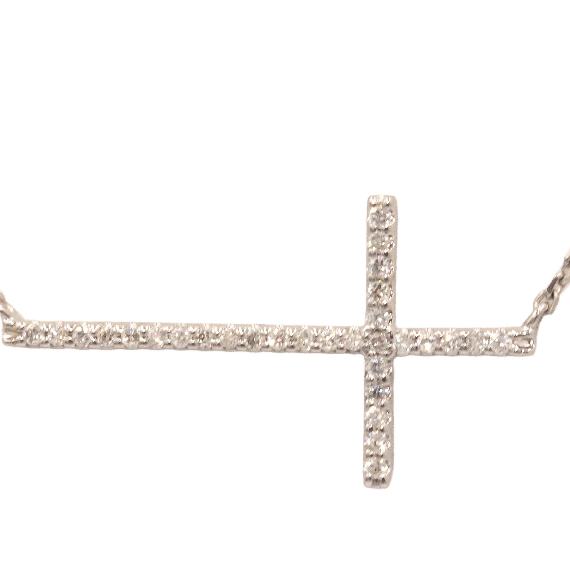 Vera Wang Love Collection 10K White Gold Diamond Sapphire Cross Necklace