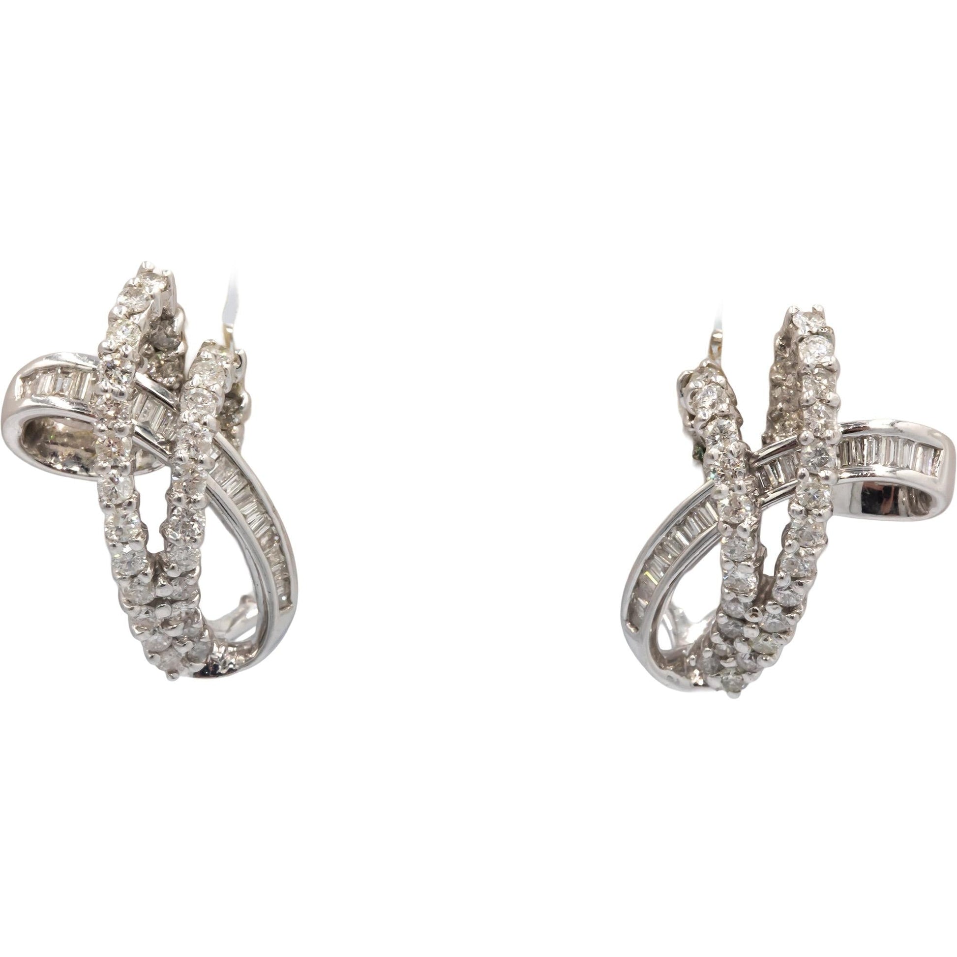 14k White Gold 1.50CT Diamond Knot Style Earrings