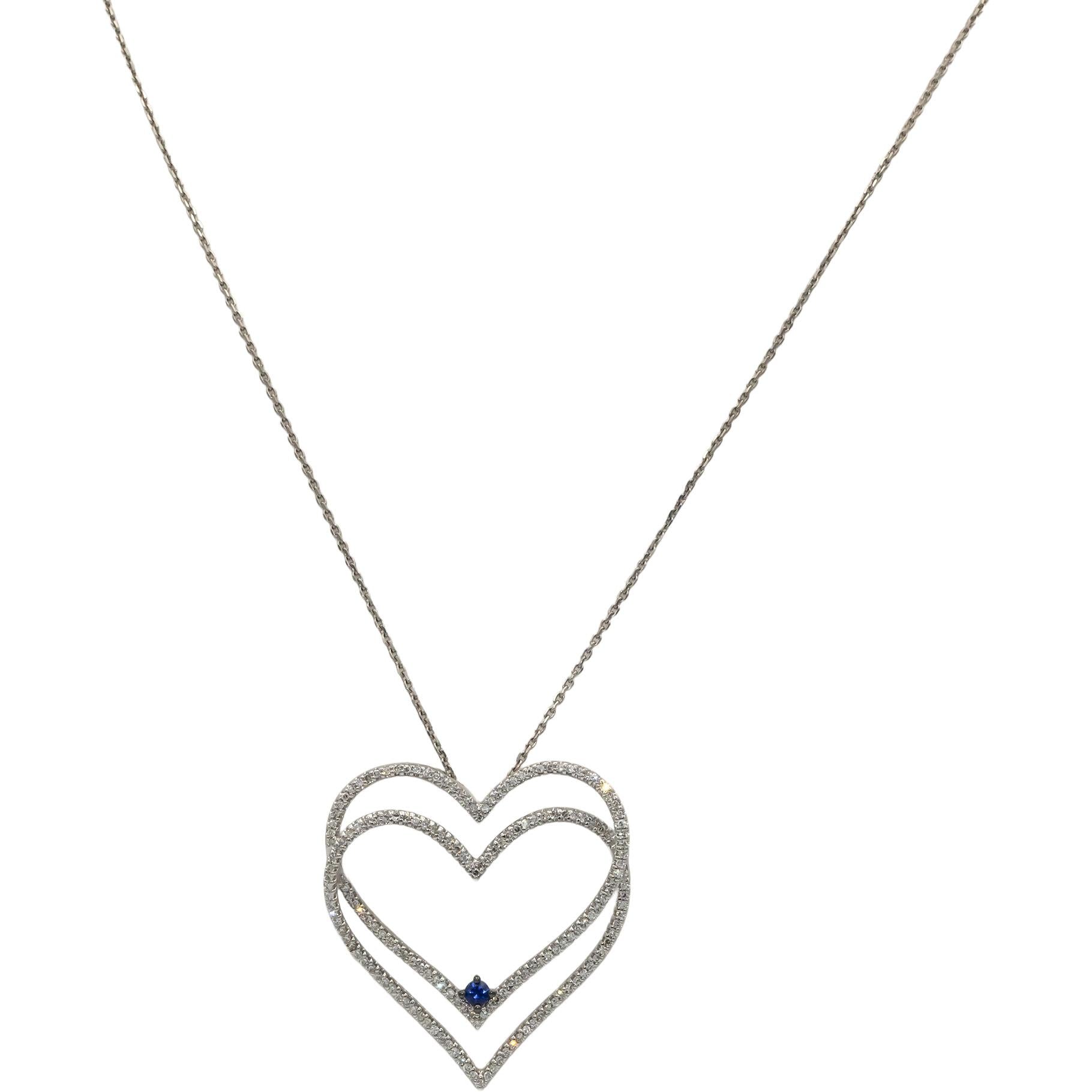 VERA WANG LOVE 10k White Gold 0.50CT Diamond Heart Pendant Necklace