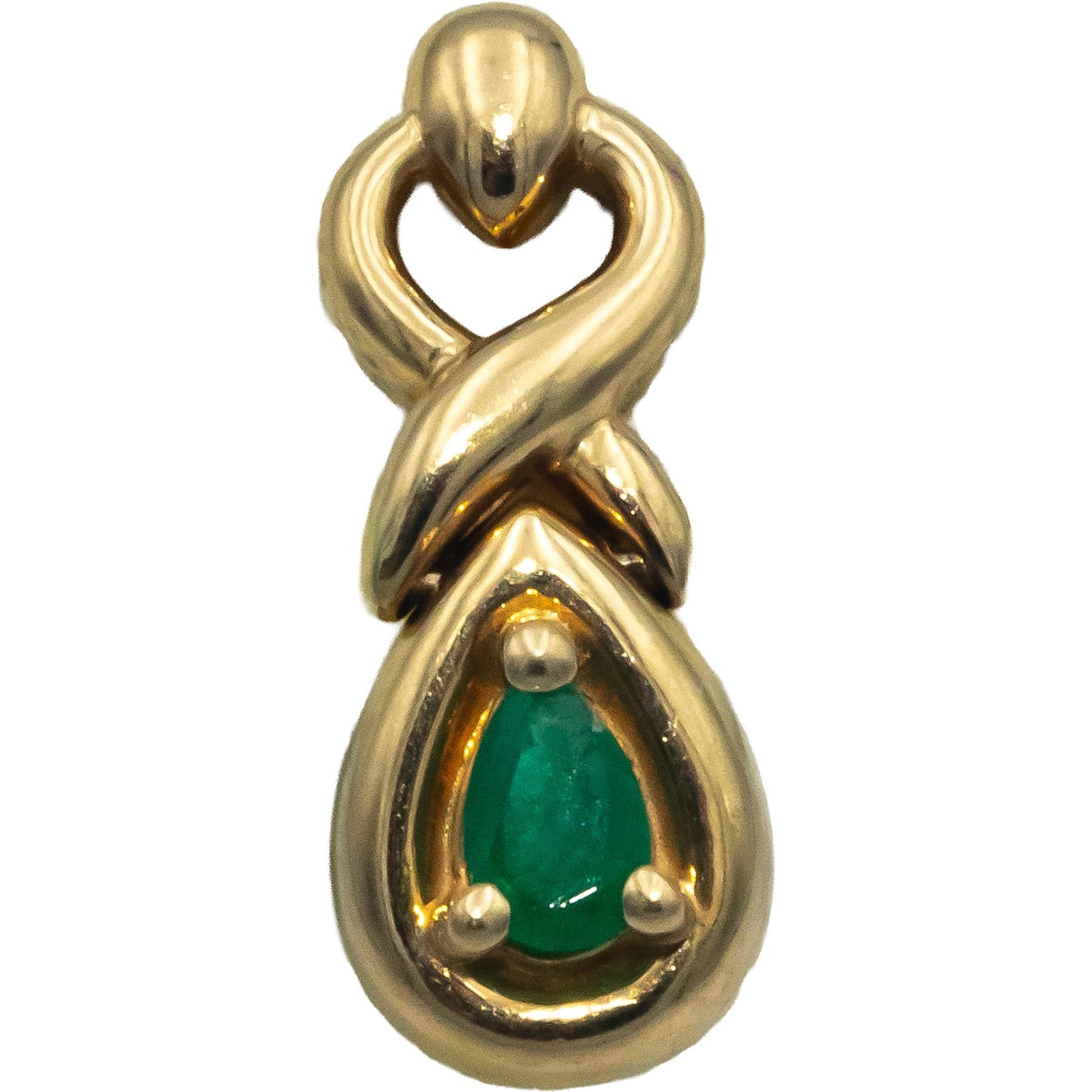 14k Yellow Gold 0.50CT Emerald Drop Dangle Stud Earrings