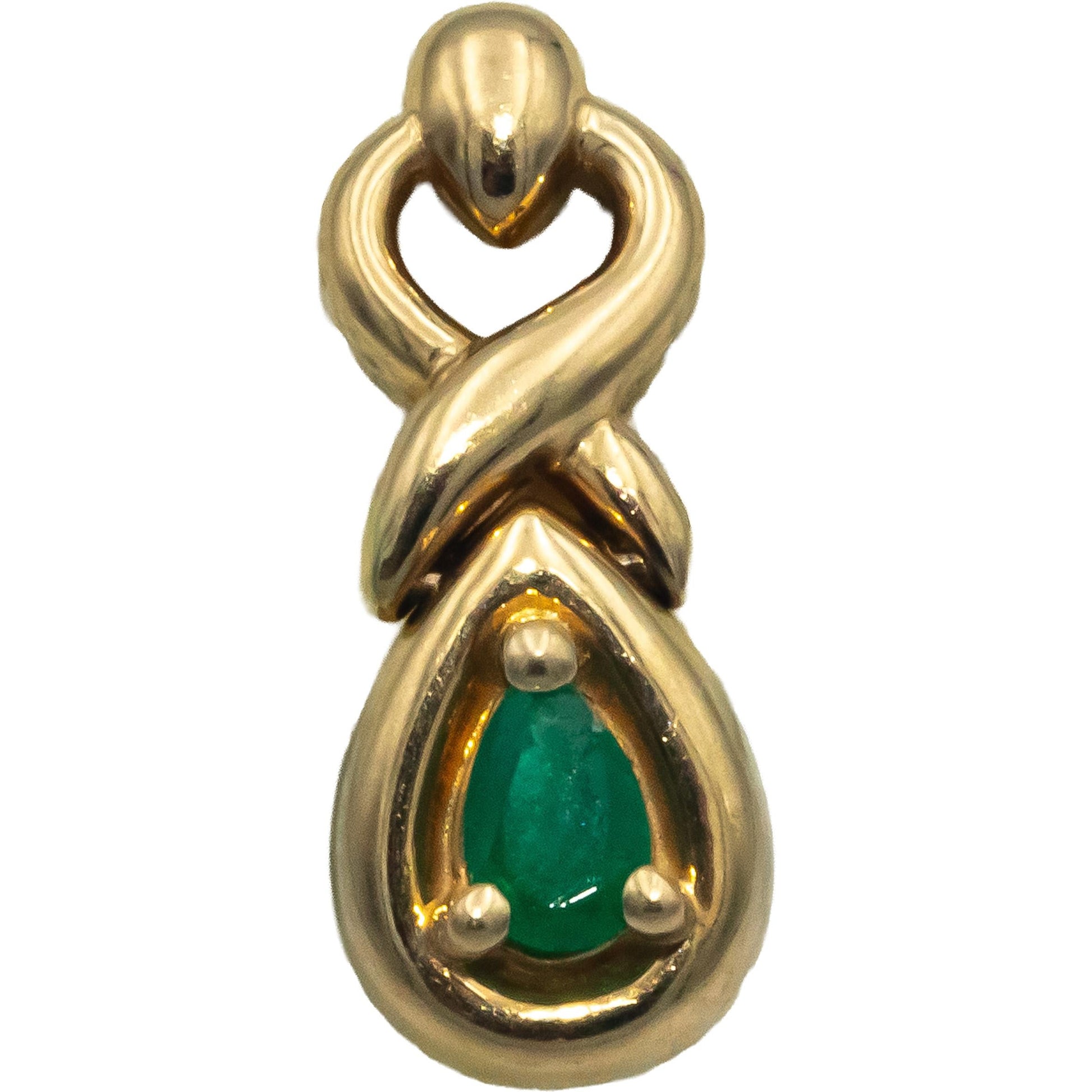 14k Yellow Gold 0.50CT Emerald Drop Dangle Stud Earrings