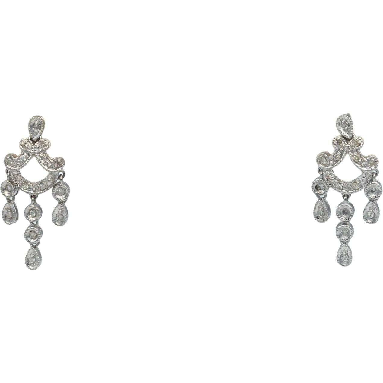 14k White Gold 0.30CT Diamond Drop Dangle Stud Earrings