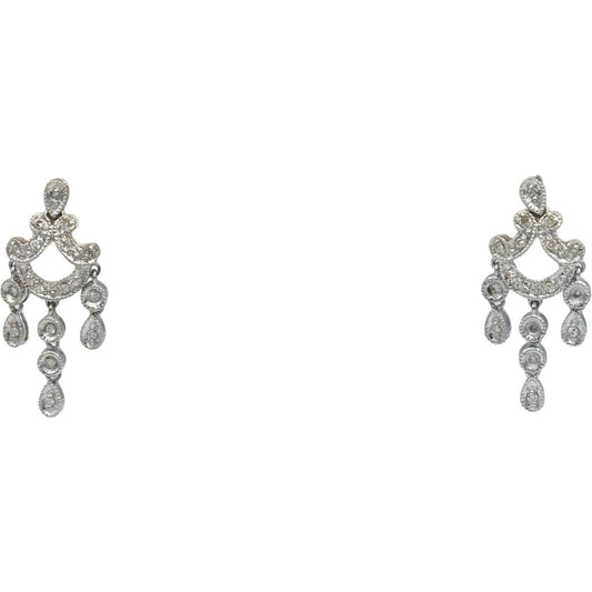 14k White Gold 0.30CT Diamond Drop Dangle Stud Earrings