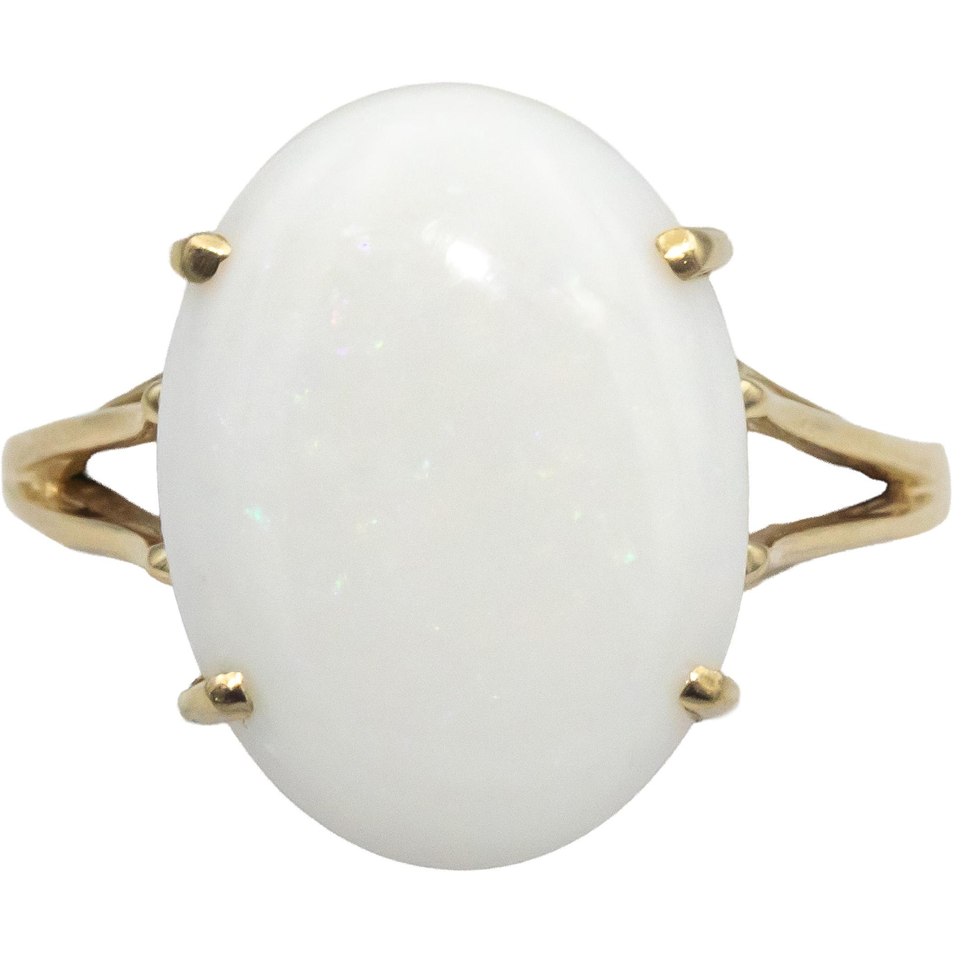 10k Yellow Gold 4.0CT Cabochon Cut Opal Solitaire Ring Size 7