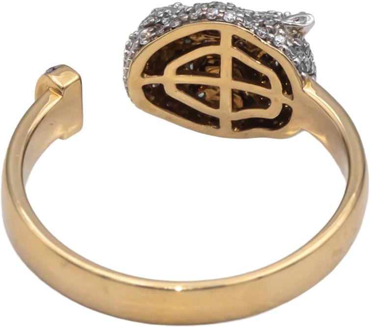 10k Yellow Gold 0.40CT Diamond Panther Head Ring w/ Emerald Eye Accents Size 10