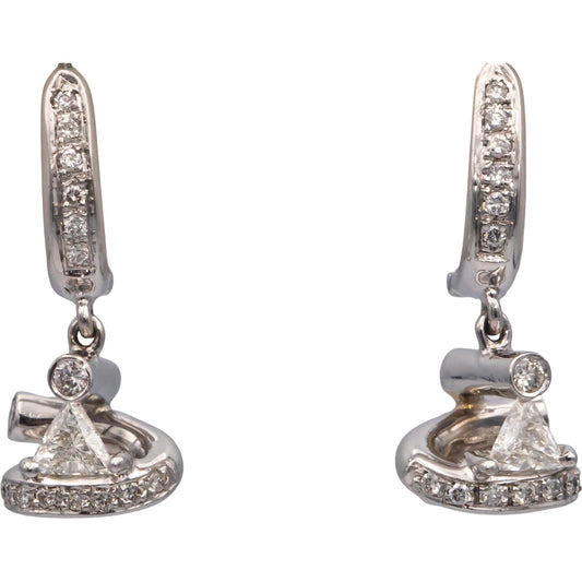 Custom Rare 18k White Gold 0.85CT VS Diamond Drop Dangle Earrings