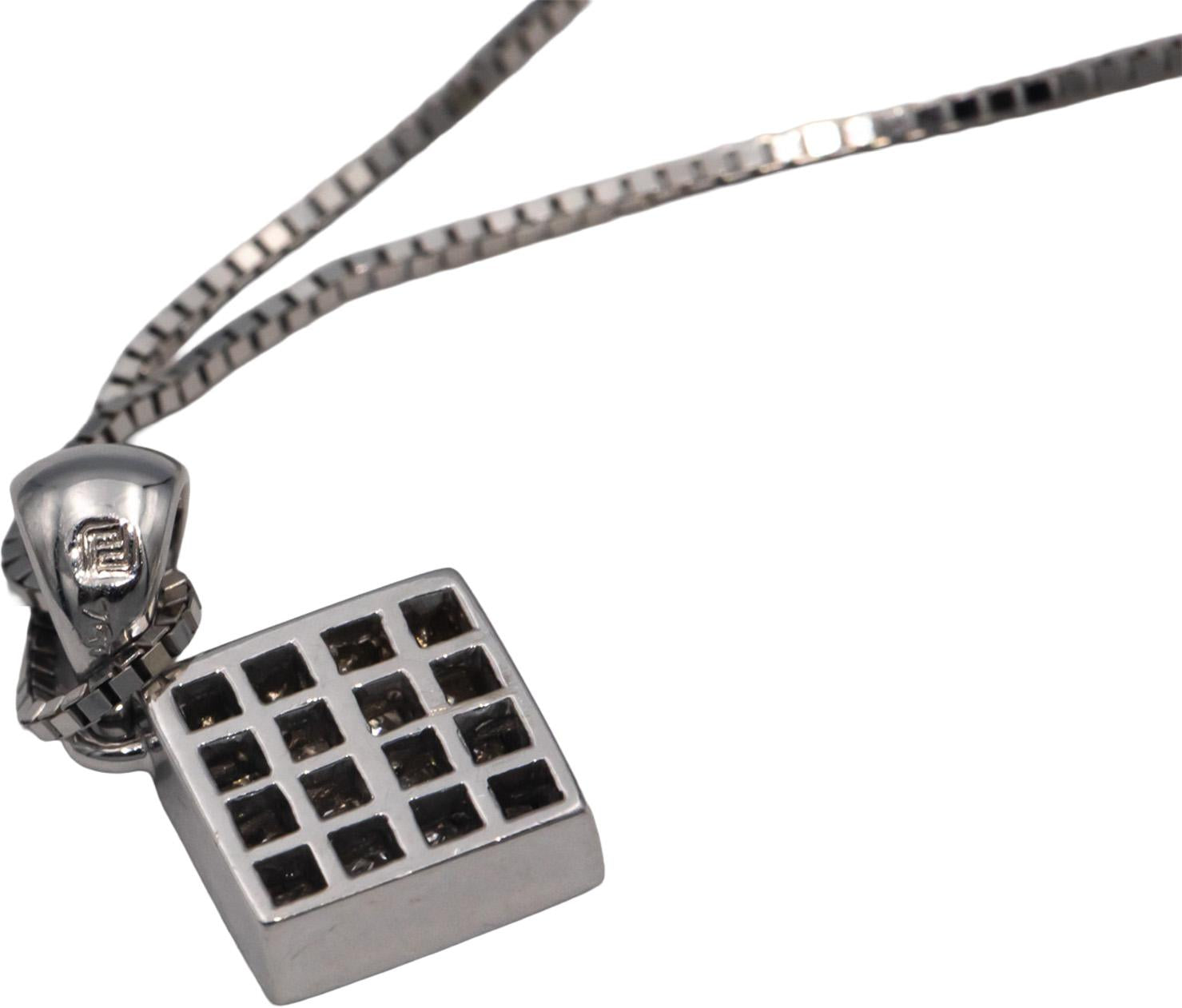 14k & 18k White Gold 0.45CT Princess Cut Diamond Square Pendant Necklace