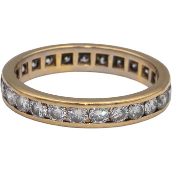 14k Yellow Gold Round Channel Set Diamond Eternity Band Ring 1.05CT Size 5.5