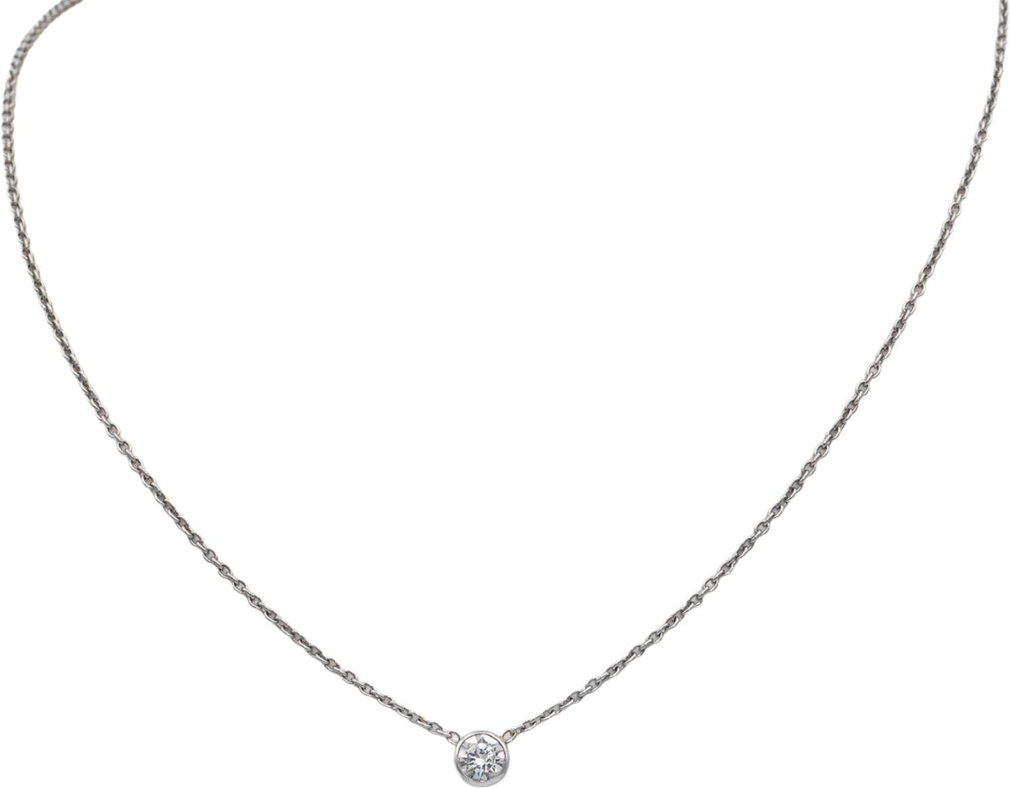 Platinum & 14k White Gold 0.50CT Round Cut Diamond Solitaire Pendant Necklace