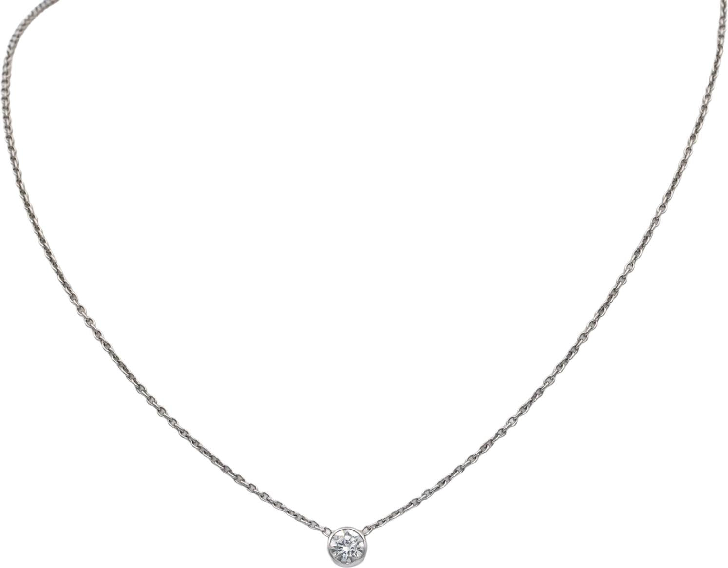 Platinum & 14k White Gold 0.50CT Round Cut Diamond Solitaire Pendant Necklace