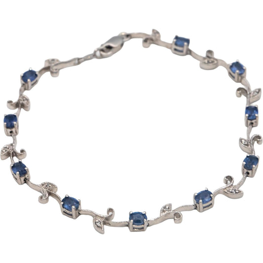14k White Gold 2.06CT Diamond and Sapphire Fancy Floral Link Bracelet