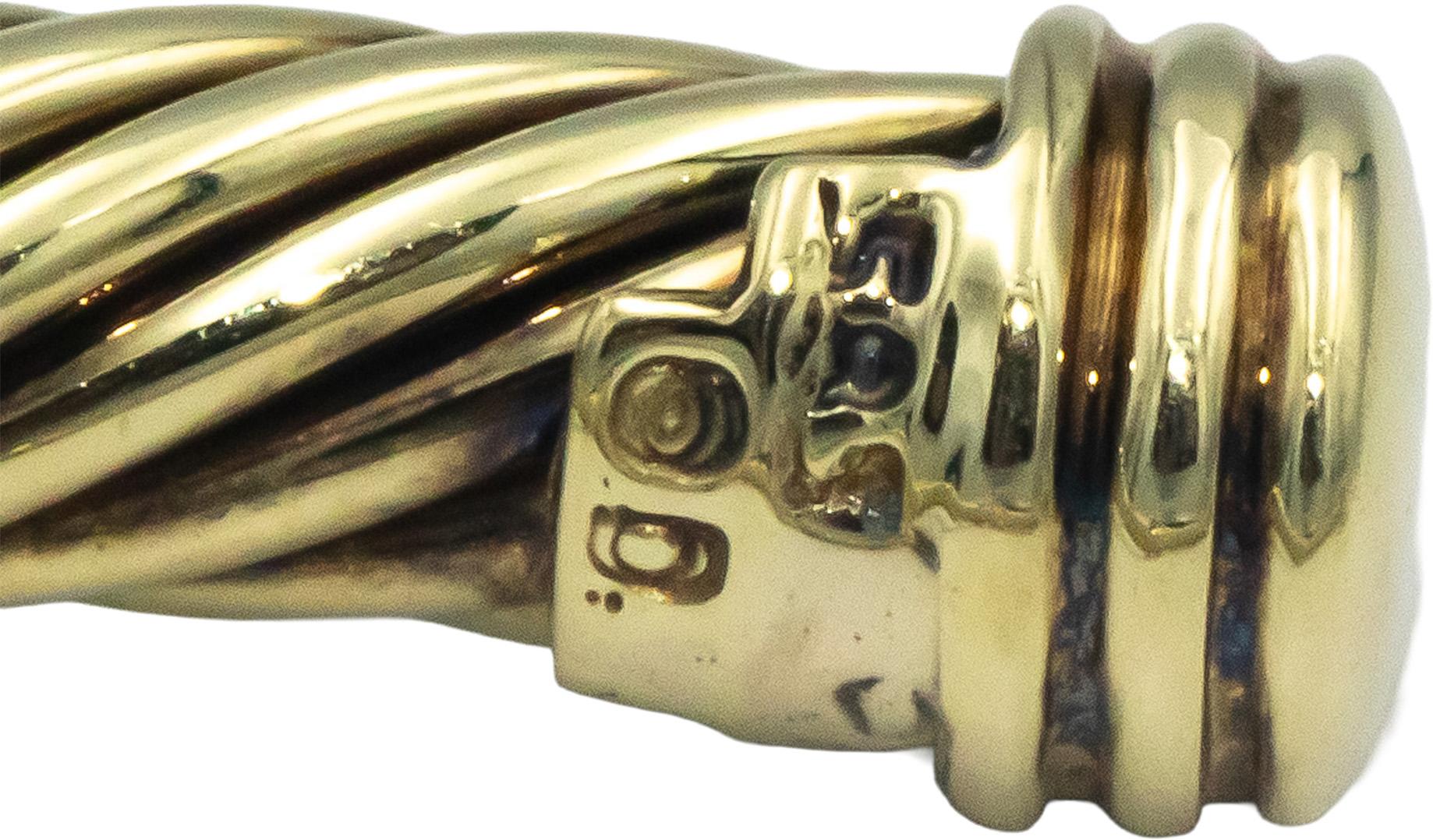DAVID YURMAN Designer 14k Yellow Gold Jewelry Cable Cuff Bracelet