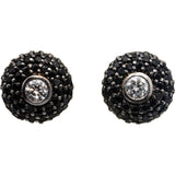 14k White Gold White and Black Diamond Cluster Stud Earrings 2.50CT