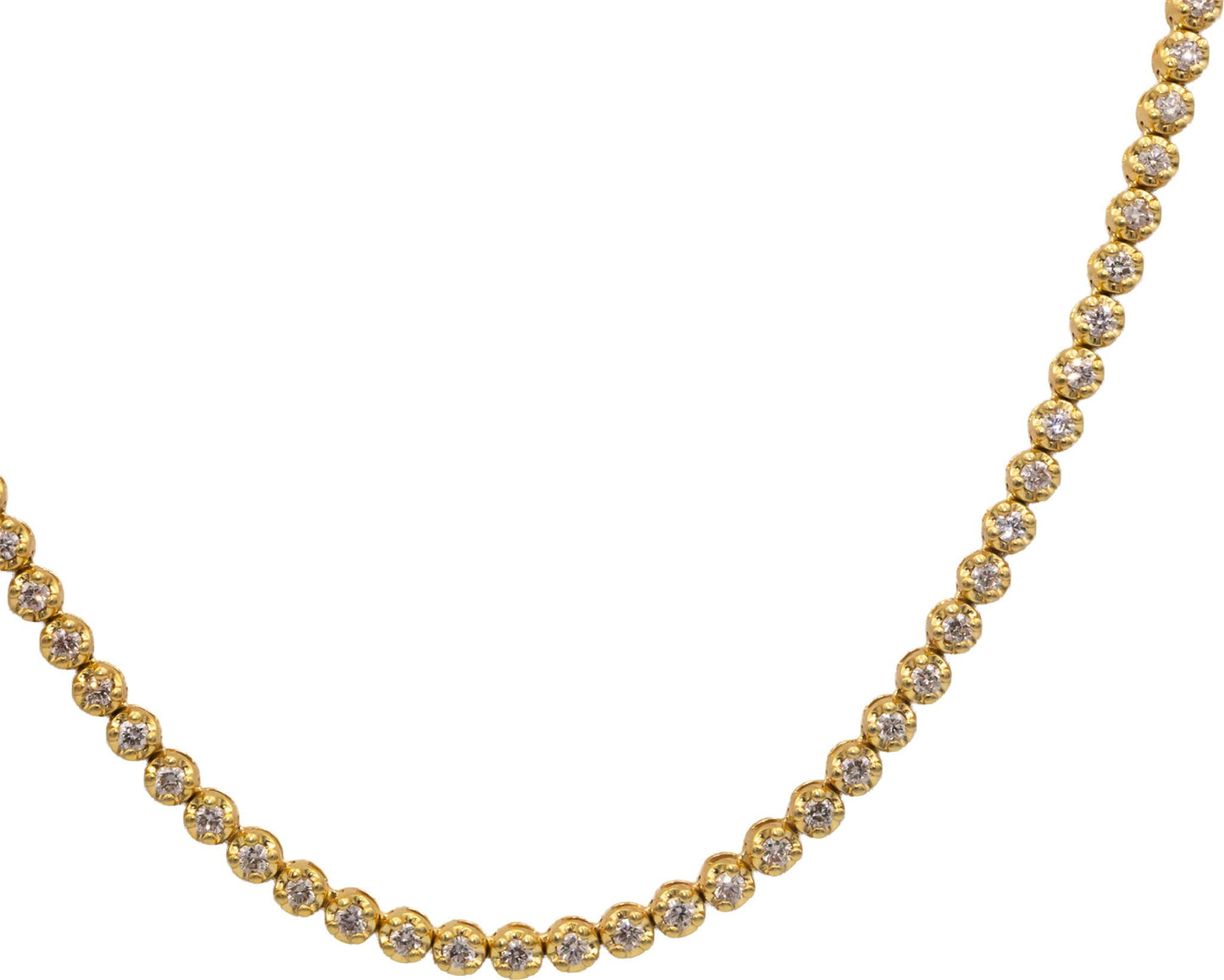10k Yellow Gold Round Cut Diamond Tennis Necklace 24" Long 5.0CT